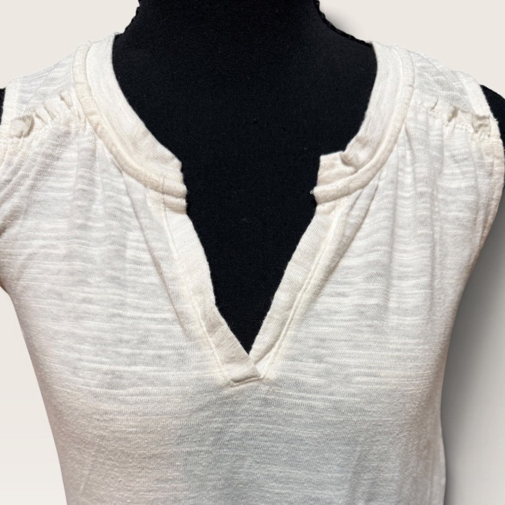 Maeve Anthropologie Cream Ruffle Hem Sleeveless V-Neck Tulip Back Top Small - Picture 3 of 7